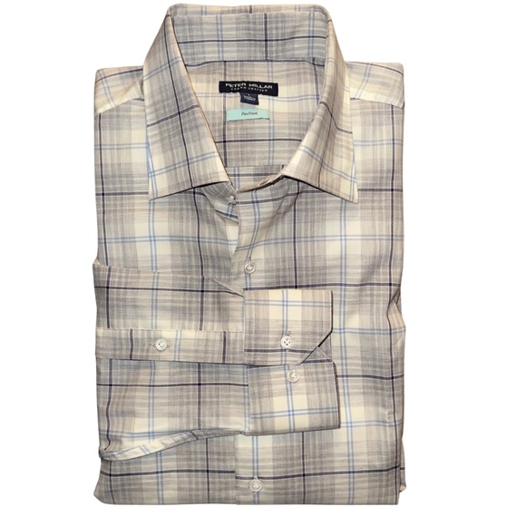 Peter Millar Crown Crafted Axe Winter Soft Twill Shirt Flex Finish British Grey - Picture 2 of 16